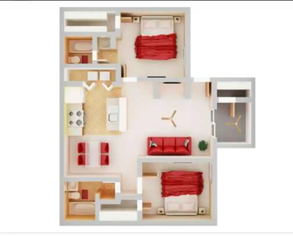 Willow Springs 2 Beds floor plan, 876 sqft