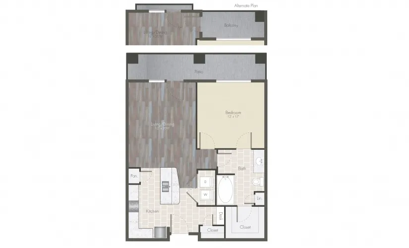 Boardwalk at Town Center 1 Bed floor plan, 816 sqft