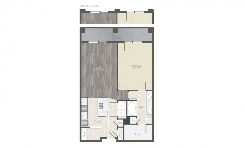 Boardwalk at Town Center 1 Bed floor plan, 951 sqft
