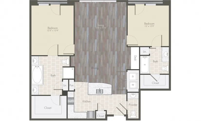 Boardwalk at Town Center 2 Beds floor plan, 1366 sqft