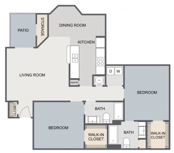 Whispering Pines Ranch 2 Beds floor plan, 1215 sqft