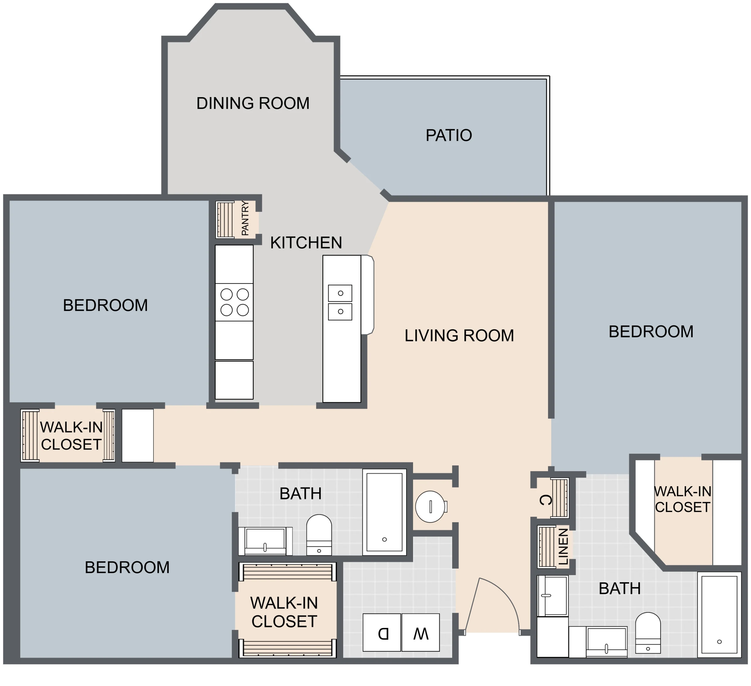 Whispering Pines Ranch 3 Beds floor plan, 1374 sqft