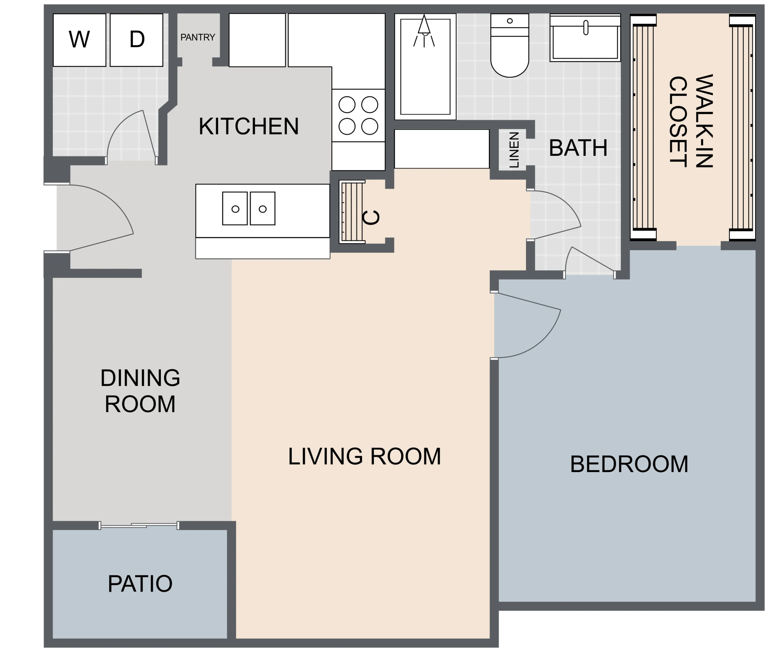 Whispering Pines Ranch 1 Bed floor plan, 756 sqft