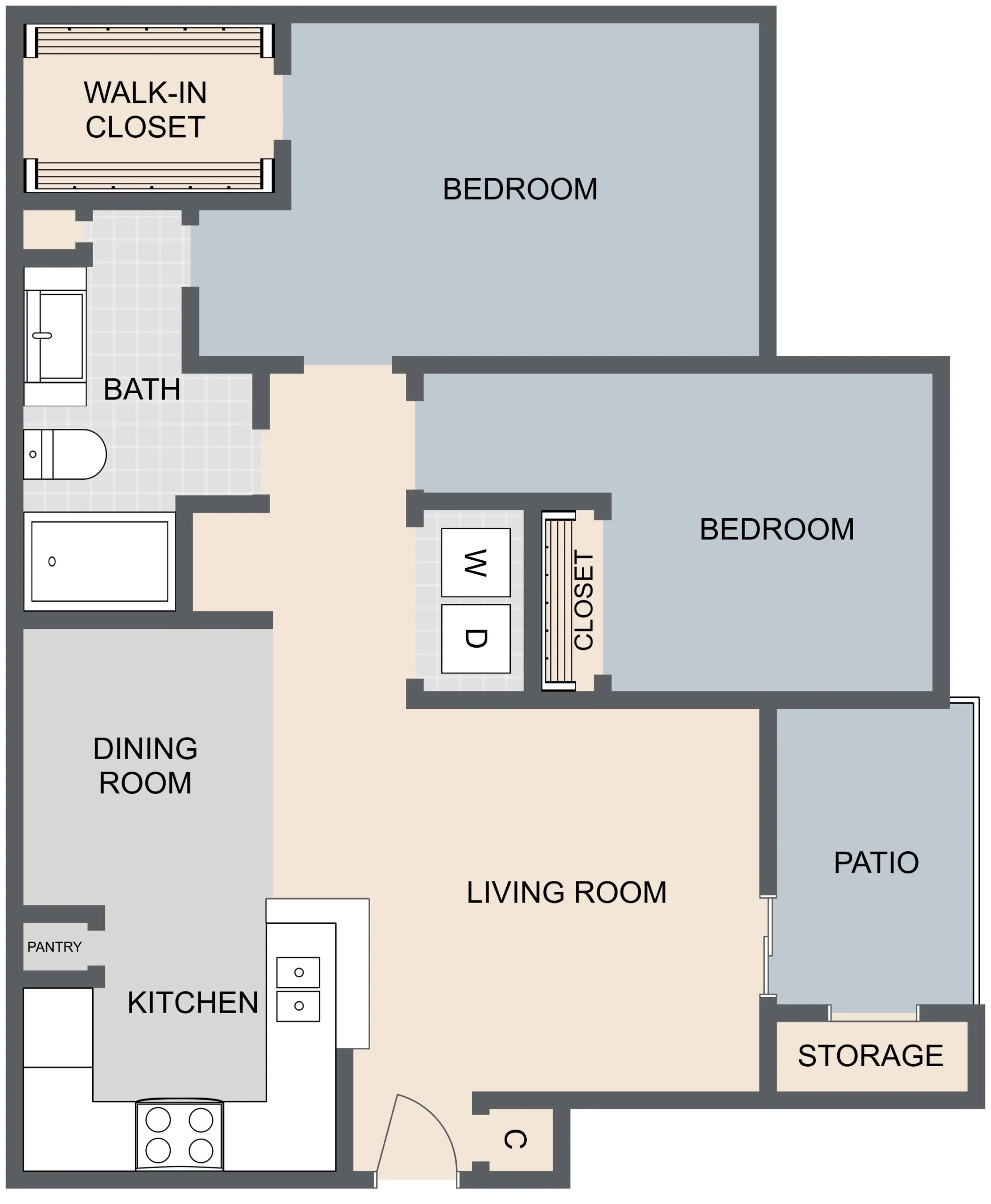 Whispering Pines Ranch 1 Bed floor plan, 897 sqft