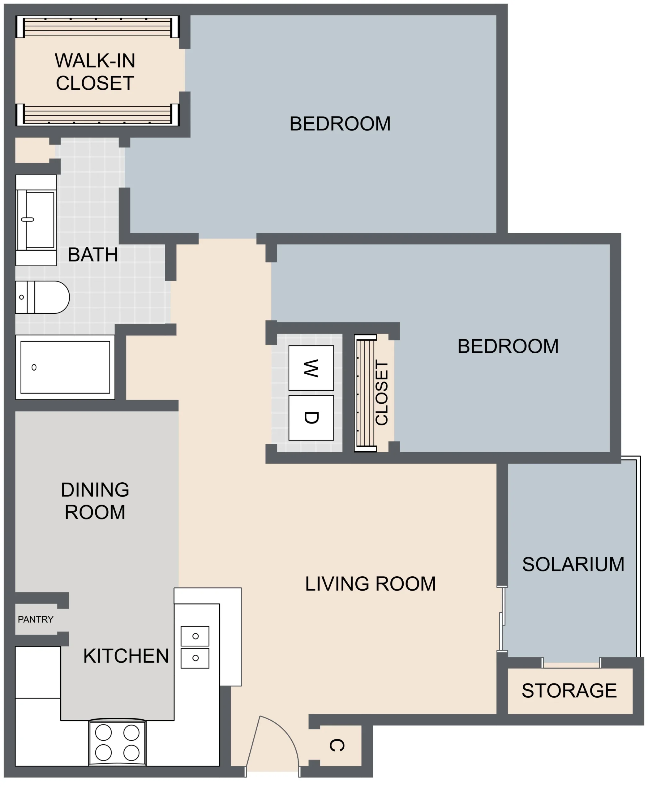 Whispering Pines Ranch 1 Bed floor plan, 977 sqft