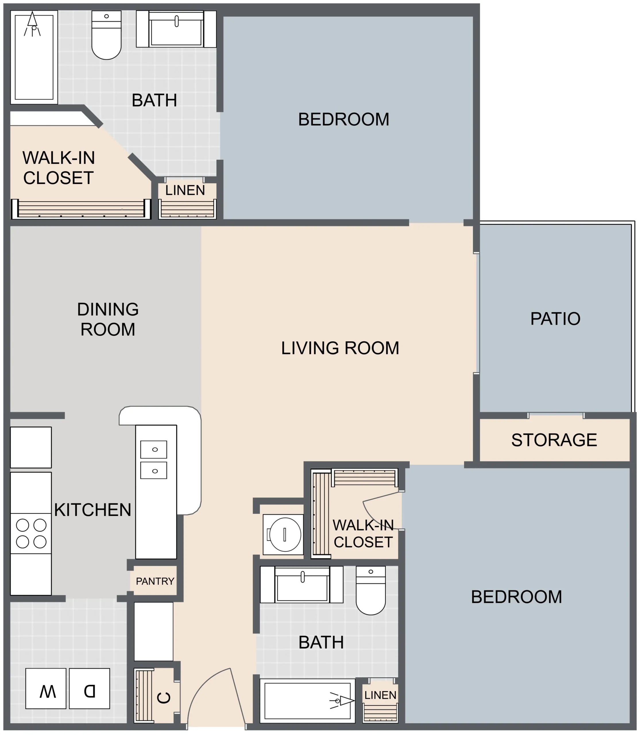 Whispering Pines Ranch 2 Beds floor plan, 1040 sqft