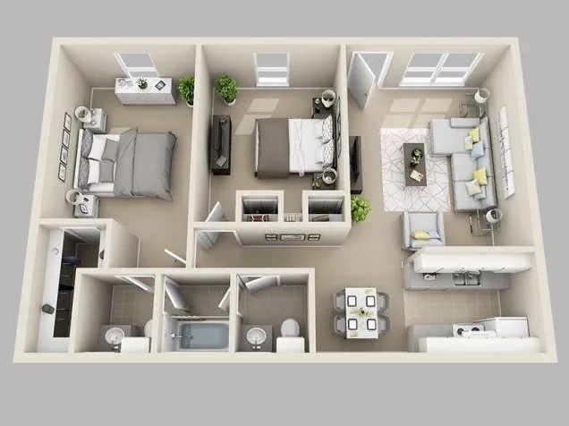 Northlake Manor 2 Beds floor plan, 900 sqft