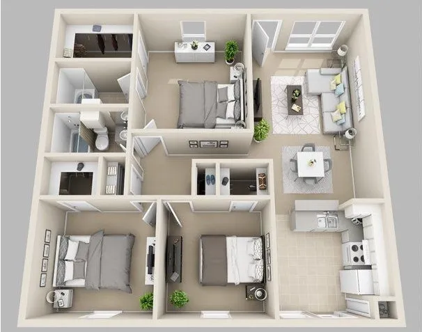 Northlake Manor 3 Beds floor plan, 1143 sqft
