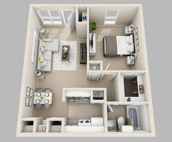 Northlake Manor 1 Bed floor plan, 643 sqft