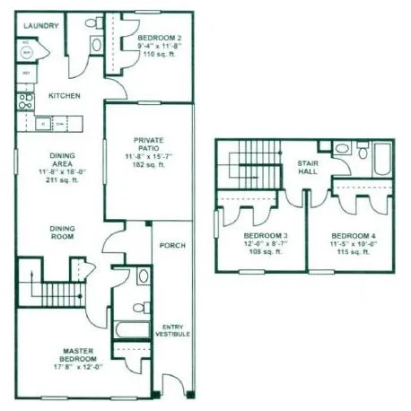 Woodforest Chase 4 Beds floor plan, 1370 sqft