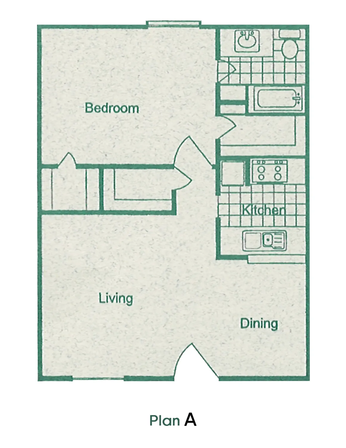Amherst Apartments 1 Bed floor plan, 870 sqft