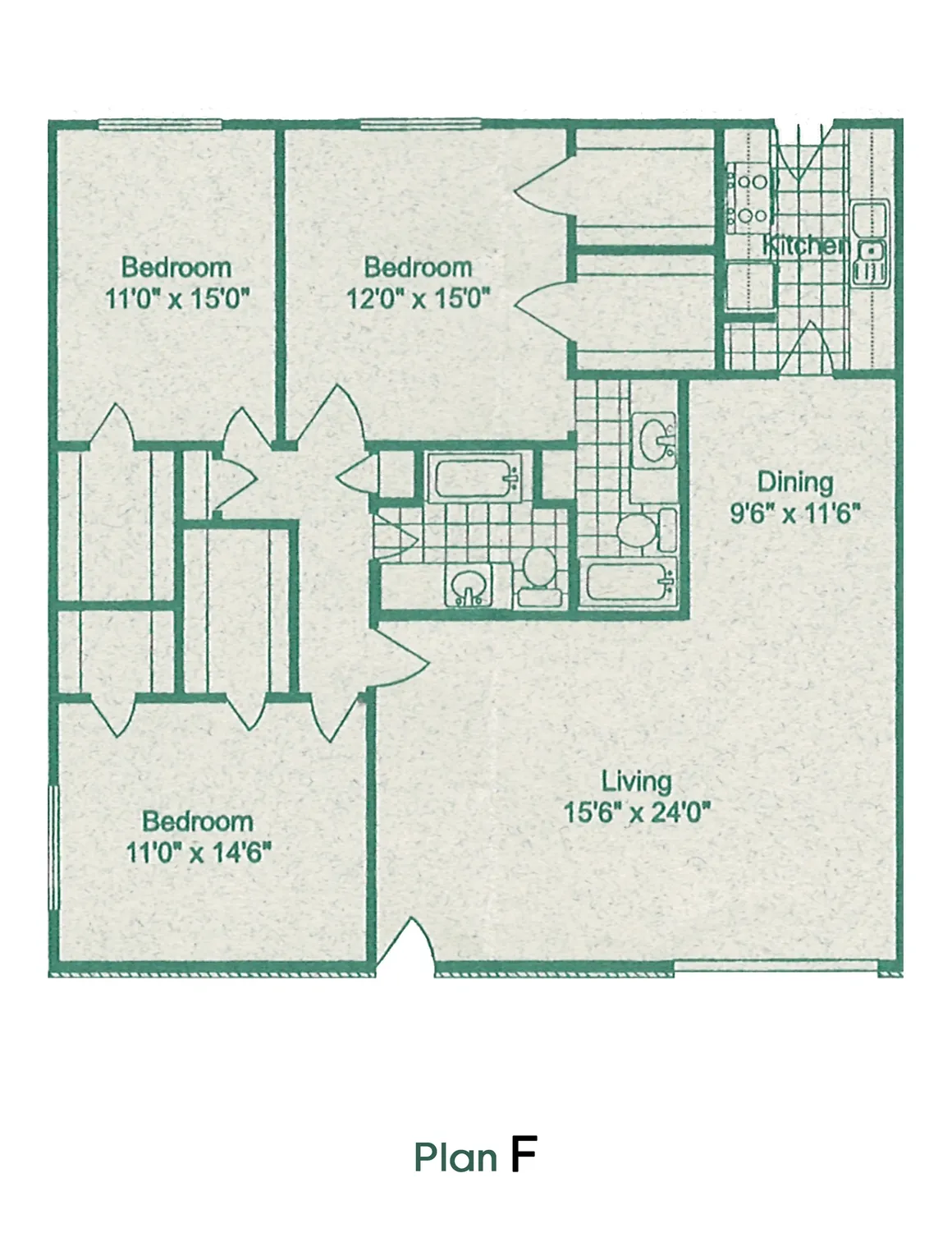 Amherst Apartments 3 Beds floor plan, 1618 sqft