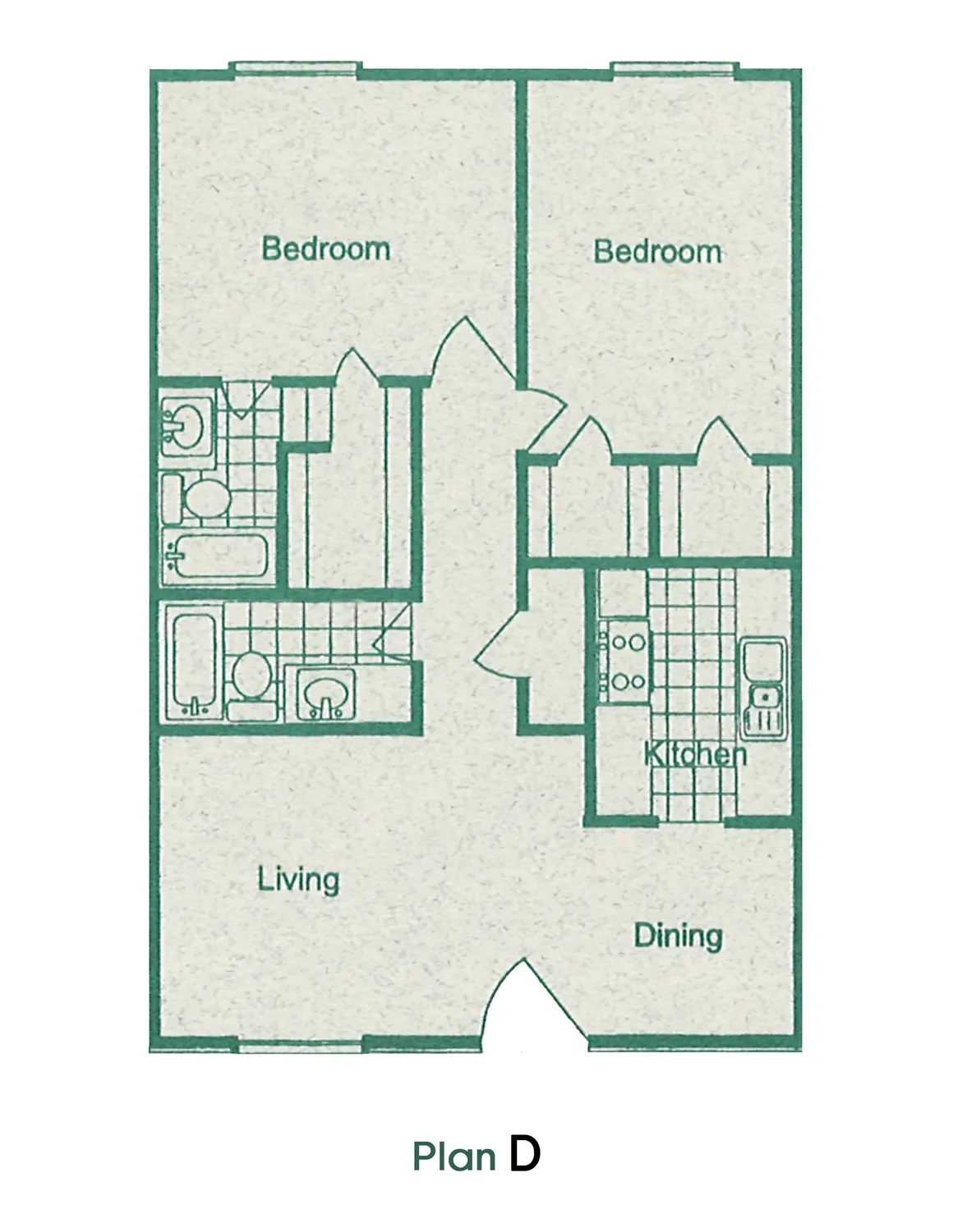 Amherst Apartments 2 Beds floor plan, 1052 sqft