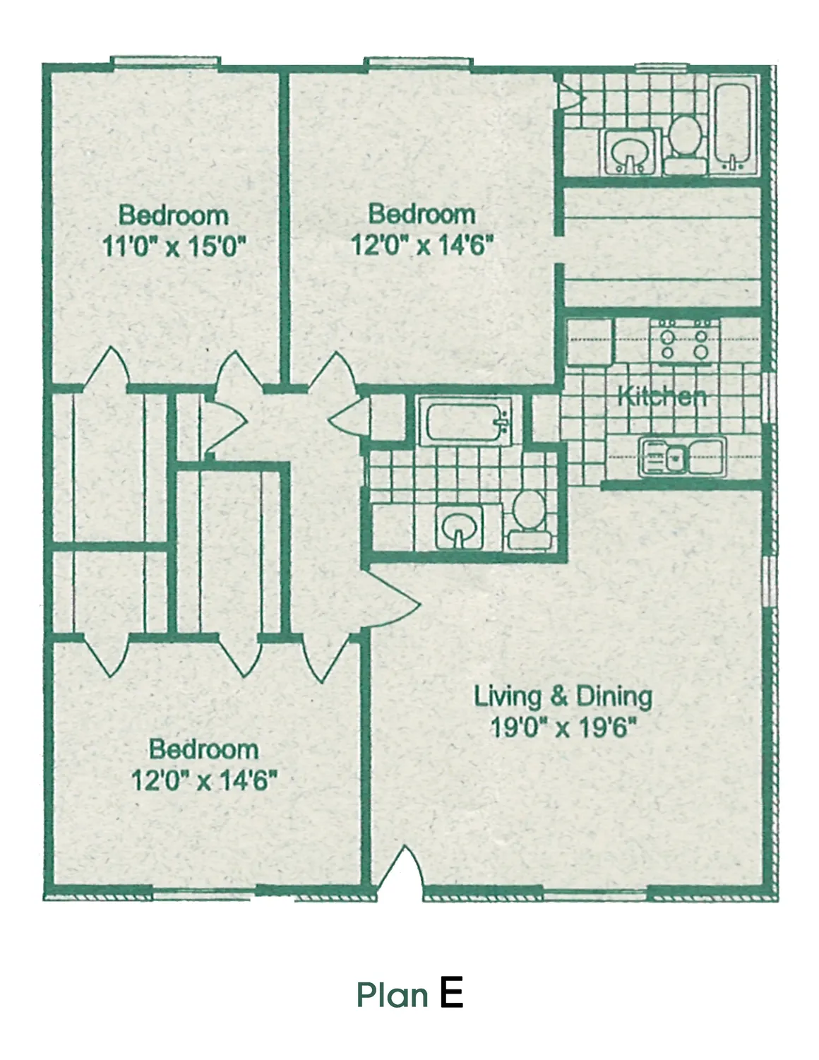 Amherst Apartments 3 Beds floor plan, 1416 sqft