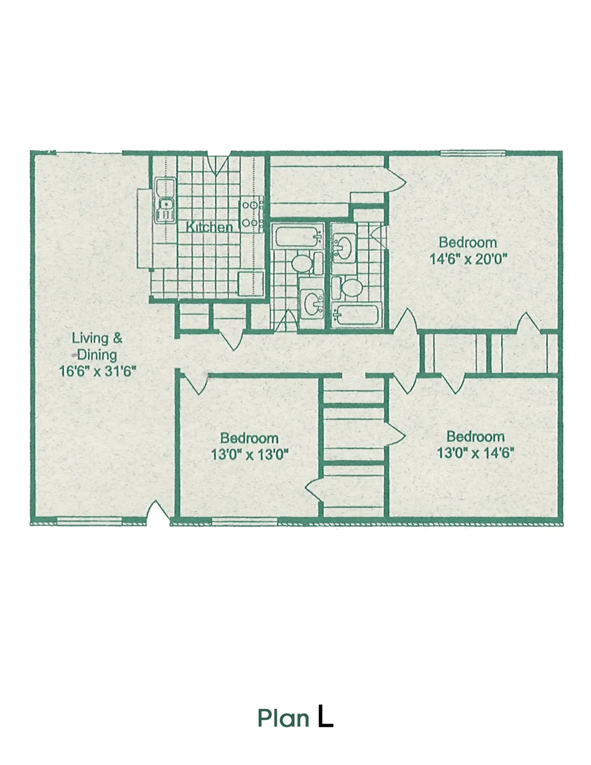 Amherst Apartments 3 Beds floor plan, 1506 sqft