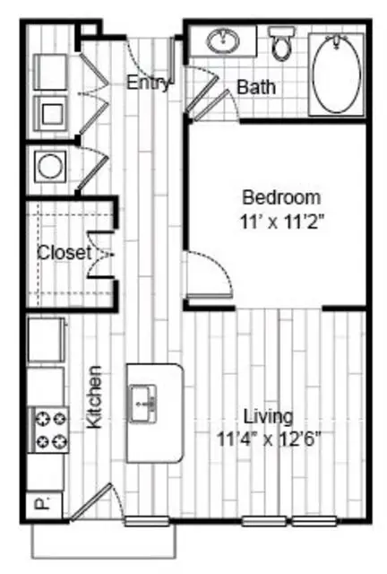 Virage Luxury Apartments 1 Bed floor plan, 667 sqft