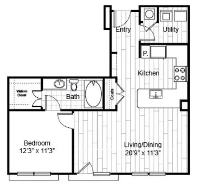 Virage Luxury Apartments 1 Bed floor plan, 784 sqft