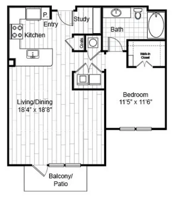 Virage Luxury Apartments 1 Bed floor plan, 865 sqft