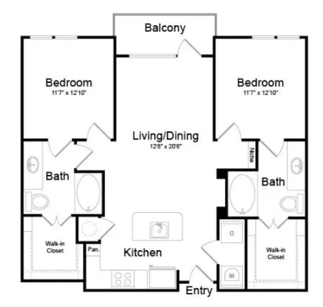 Virage Luxury Apartments 2 Beds floor plan, 1137 sqft