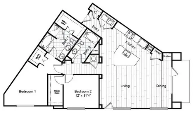 Virage Luxury Apartments 2 Beds floor plan, 1481 sqft