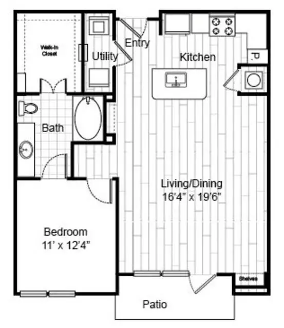 Virage Luxury Apartments 1 Bed floor plan, 876 sqft