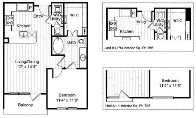 Virage Luxury Apartments 1 Bed floor plan, 695 sqft