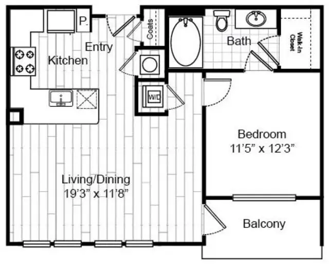 Virage Luxury Apartments 1 Bed floor plan, 697 sqft