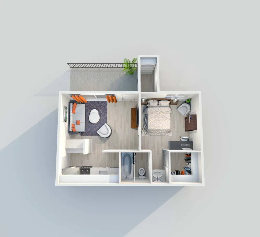 2151 Kirkwood 1 Bed floor plan, 454 sqft