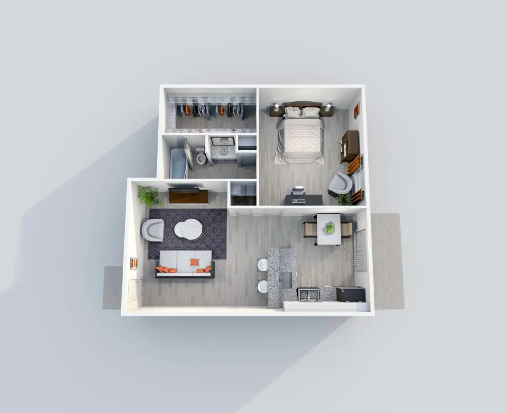 2151 Kirkwood 1 Bed floor plan, 600 sqft