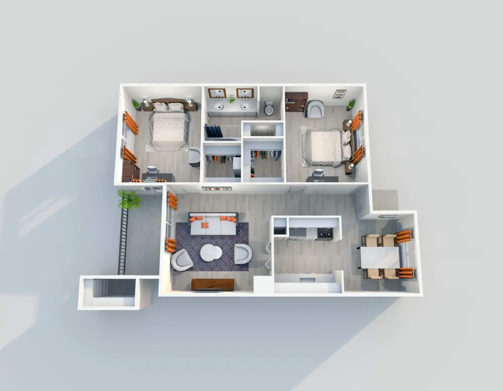 2151 Kirkwood 2 Beds floor plan, 954 sqft