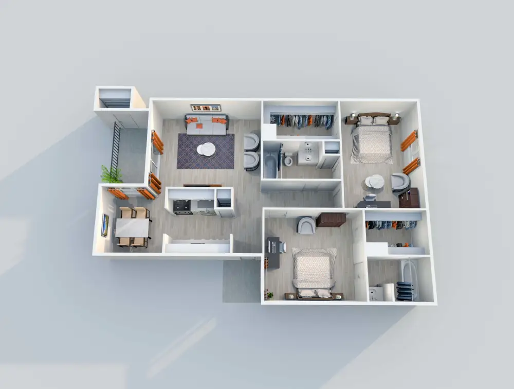 2151 Kirkwood 2 Beds floor plan, 1067 sqft