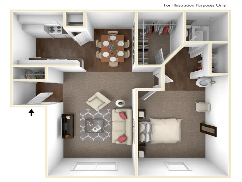 Willow Ridge Apartments 1 Bed floor plan, 552 sqft