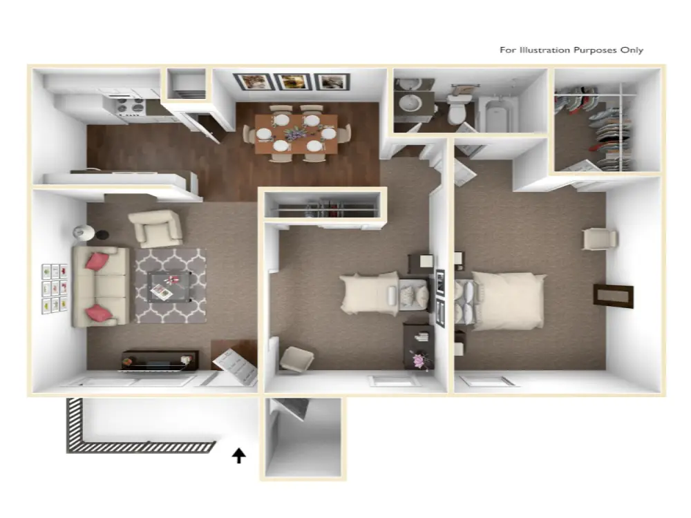 Willow Ridge Apartments 1 Bed floor plan, 720 sqft