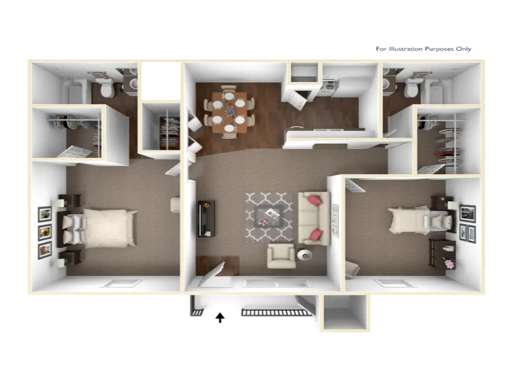 Willow Ridge Apartments 2 Beds floor plan, 950 sqft