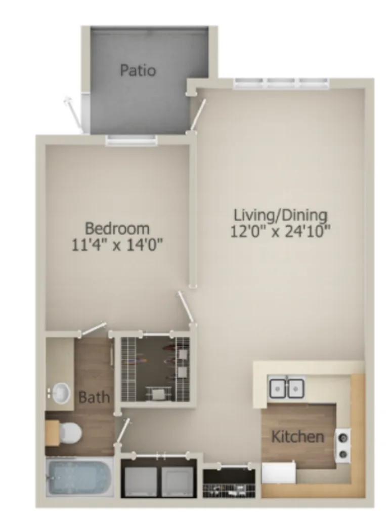 Westmount at Eldridge 1 Bed floor plan, 708 sqft