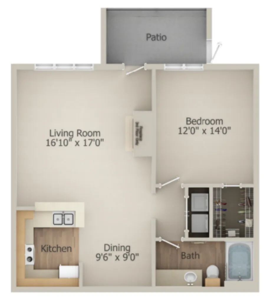 Westmount at Eldridge 1 Bed floor plan, 810 sqft