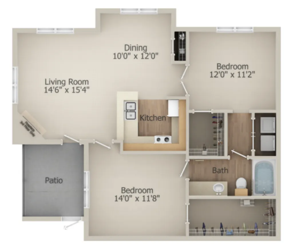 Westmount at Eldridge 2 Beds floor plan, 933 sqft