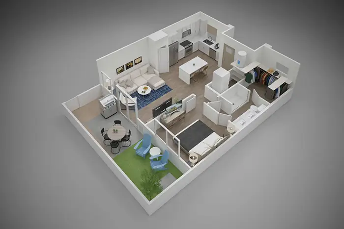 Yardly Cypress 1 Bed floor plan, 717 sqft