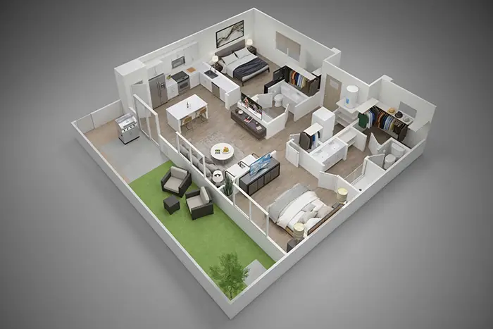 Yardly Cypress 2 Beds floor plan, 1030 sqft