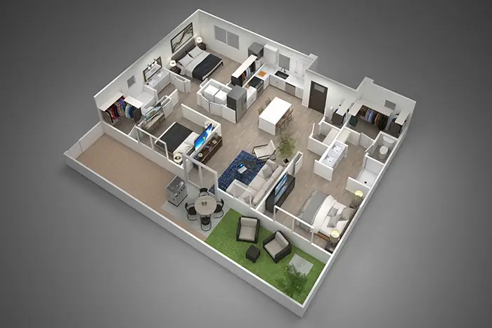 Yardly Cypress 3 Beds floor plan, 1192 sqft