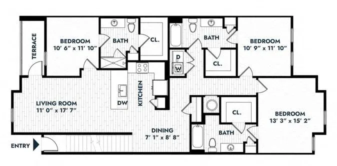 Alta Sergeant 3 Beds floor plan, 1580 sqft