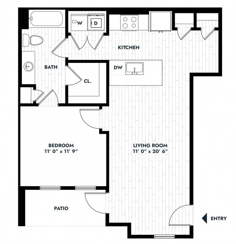 Alta Sergeant 1 Bed floor plan, 723 sqft