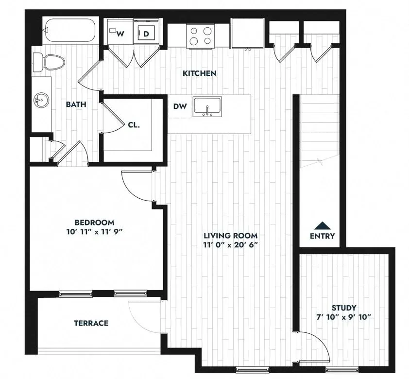 Alta Sergeant 1 Bed floor plan, 860 sqft