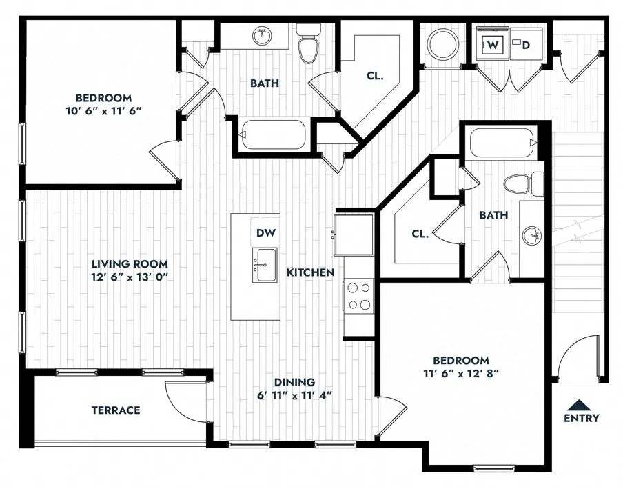 Alta Sergeant 2 Beds floor plan, 1172 sqft