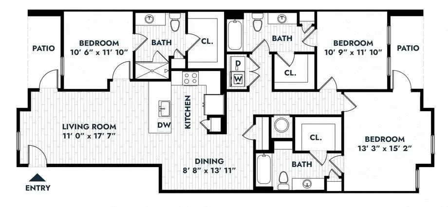 Alta Sergeant 3 Beds floor plan, 1520 sqft