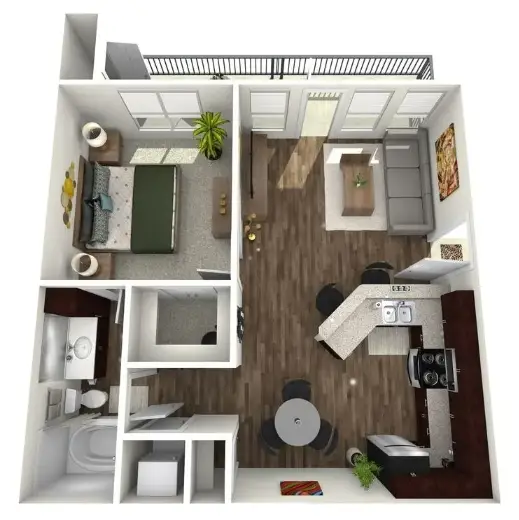 2828 at Royal Oaks 1 Bed floor plan, 675 sqft