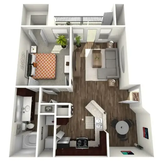 2828 at Royal Oaks 1 Bed floor plan, 770 sqft