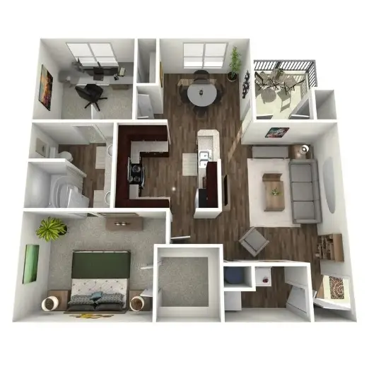 2828 at Royal Oaks 2 Beds floor plan, 1004 sqft