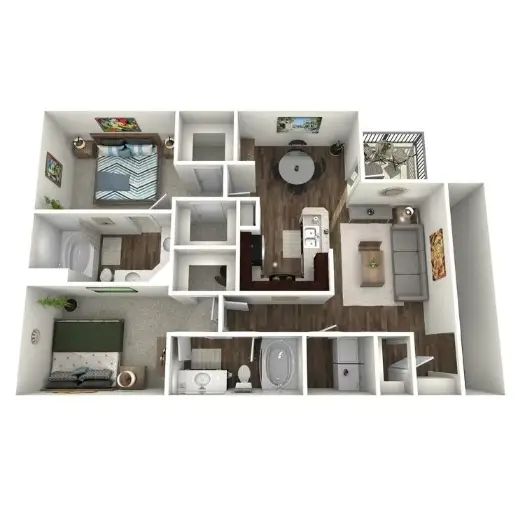 2828 at Royal Oaks 2 Beds floor plan, 1228 sqft