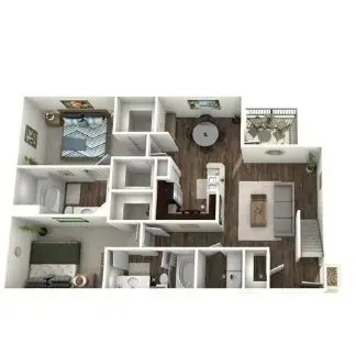 2828 at Royal Oaks 2 Beds floor plan, 1454 sqft